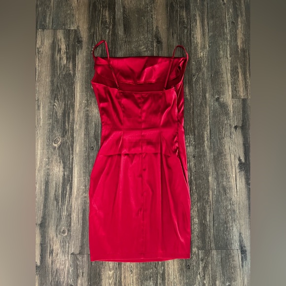 SHEIN Red Spaghetti Strap Satin Cocktail Dress - Picture 2 of 3